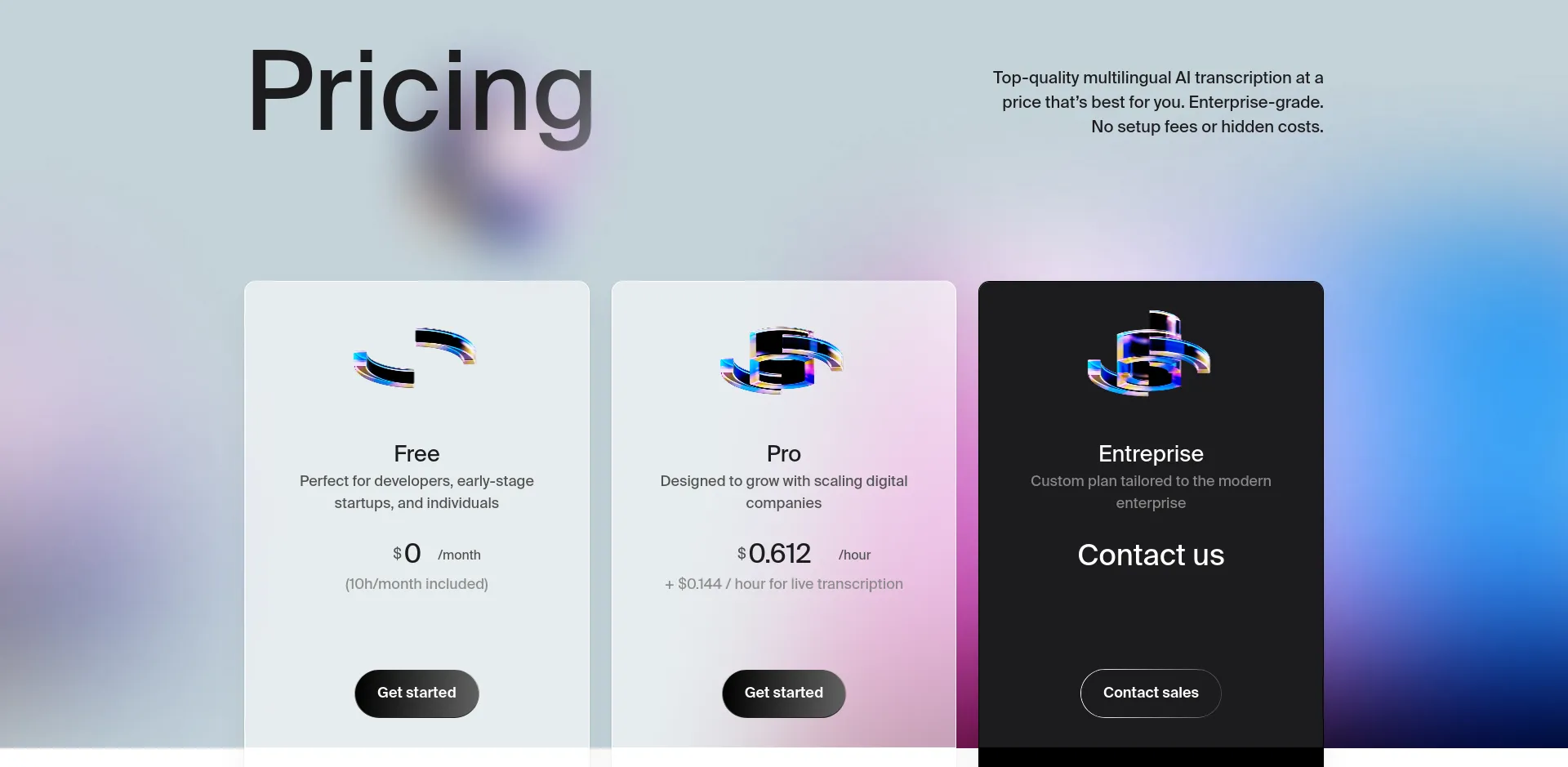 Pricing page 3d elements